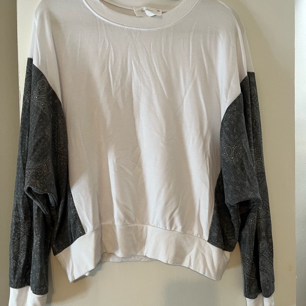 Chic White and Dark Gray Women's Sweatshirt- like new- only worn once